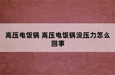 高压电饭锅 高压电饭锅没压力怎么回事